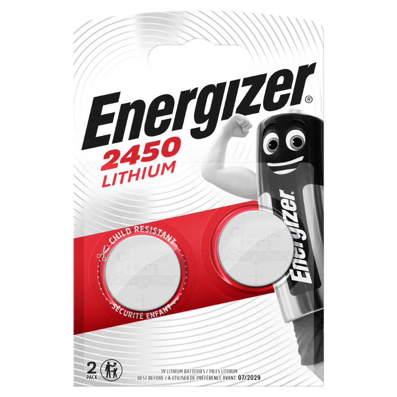 Knoflíkové lithiové baterie Energizer - 3V, CR2450, 2 ks