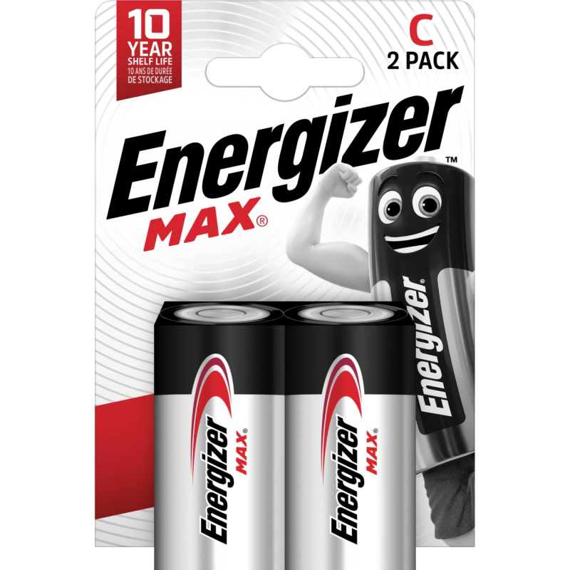 Alkalické baterie Energizer Max - 1,5 V, typ C, 2 ks