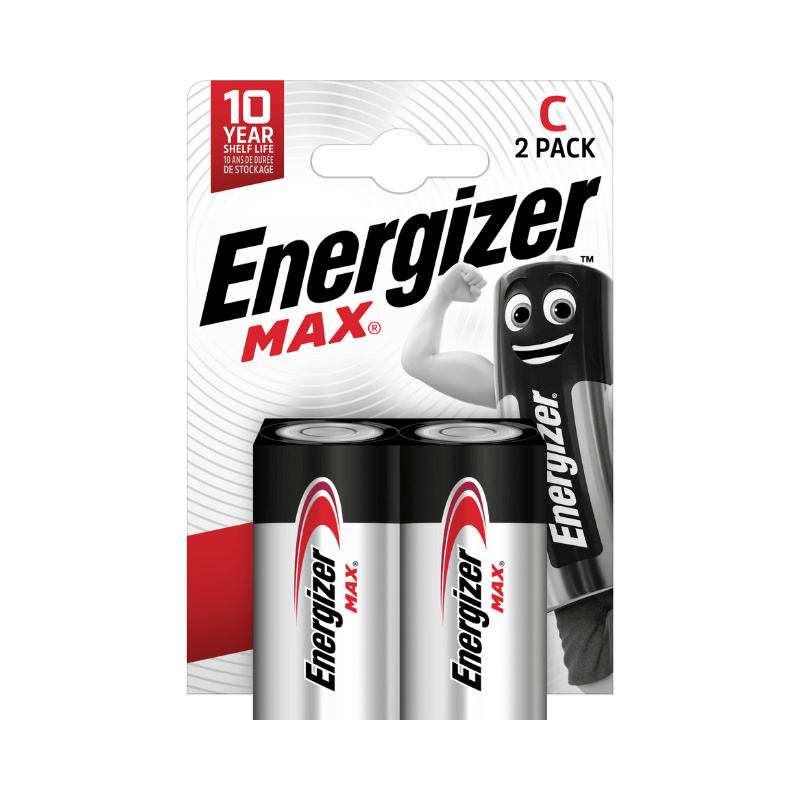 Alkalické baterie Energizer Max - 1,5 V, typ C, 2 ks