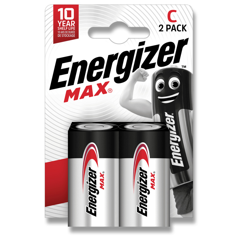 Alkalické baterie Energizer Max - 1,5 V, typ C, 2 ks