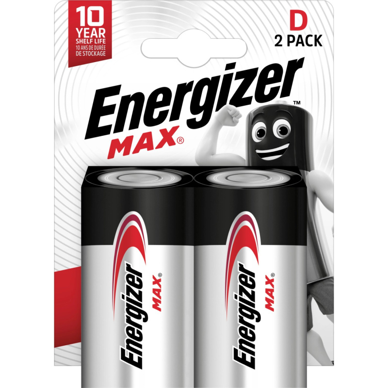 Alkalické baterie Energizer Max - 1,5 V, typ D, 2 ks