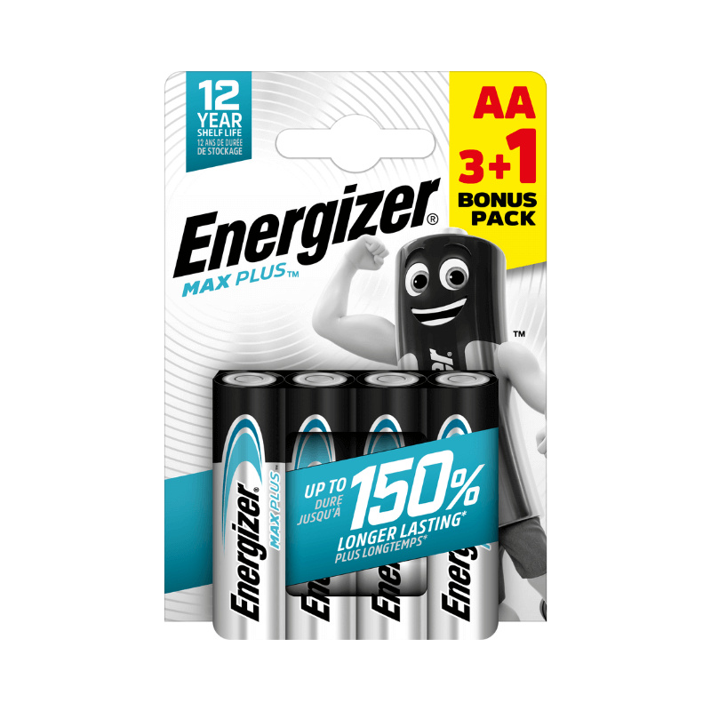 Energizer Max Plus - alkalická baterie - AA, 3+1 ks