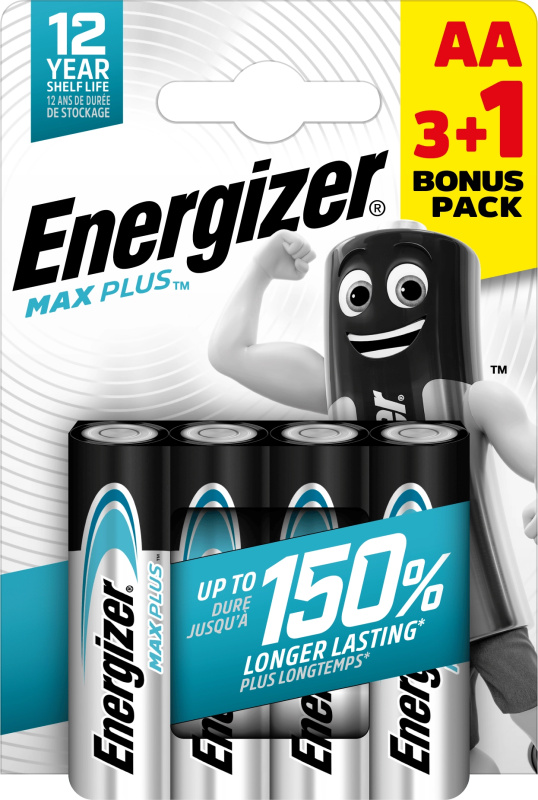 Energizer Max Plus - alkalická baterie - AA, 3+1 ks