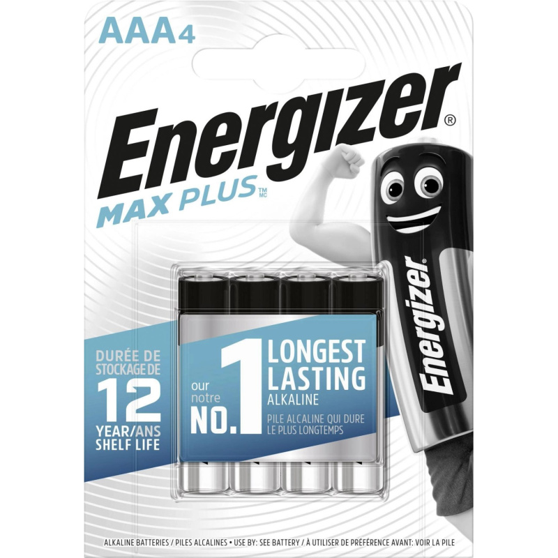 Energizer Alkalické baterie Max Plus AAA 1,5 V, 4 ks