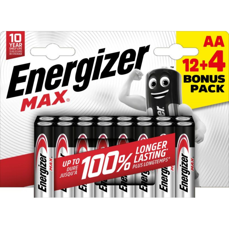 Energizer Max - alkalická baterie - AA, 12 + 4 ks