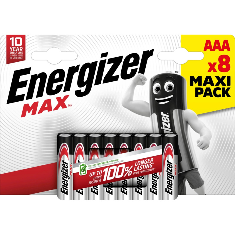 Energizer Alkalická mikrotužková baterie AAA, 8 ks