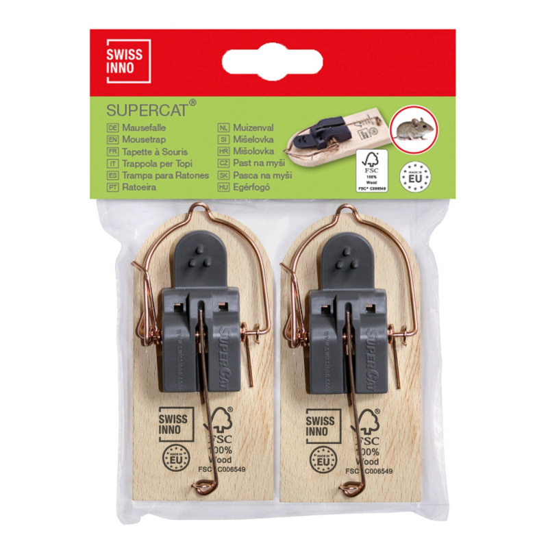 Swissinno SuperCat Dřevěná past na myši, 2ks