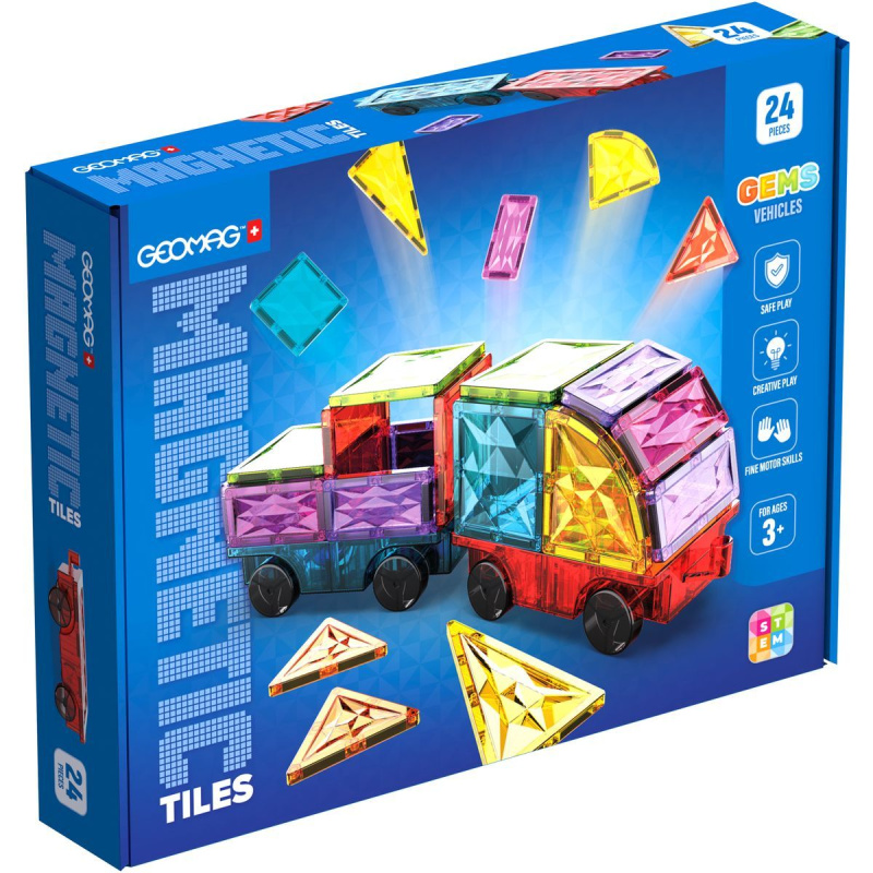 geomag magnetic tiles auta – magnetická stavebnice s koly