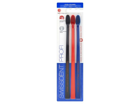 Swissdent Profi Colours zubní kartáčky soft - medium 3 ks