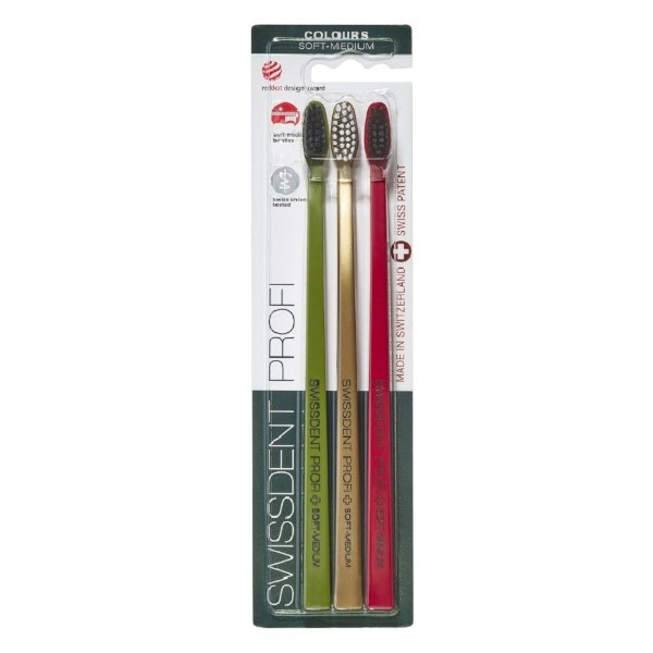 SWISSDENT Colours Zubní kartáček Soft-Medium Festive 3 ks