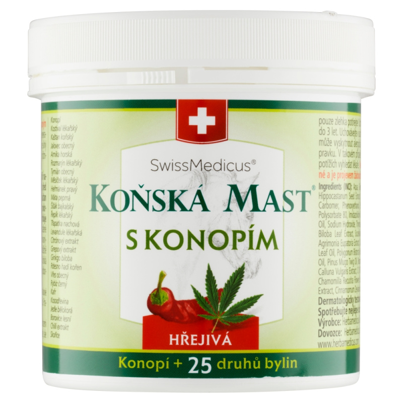 SwissMedicus Koňská mast s konopím hřejivá mast 250 ml