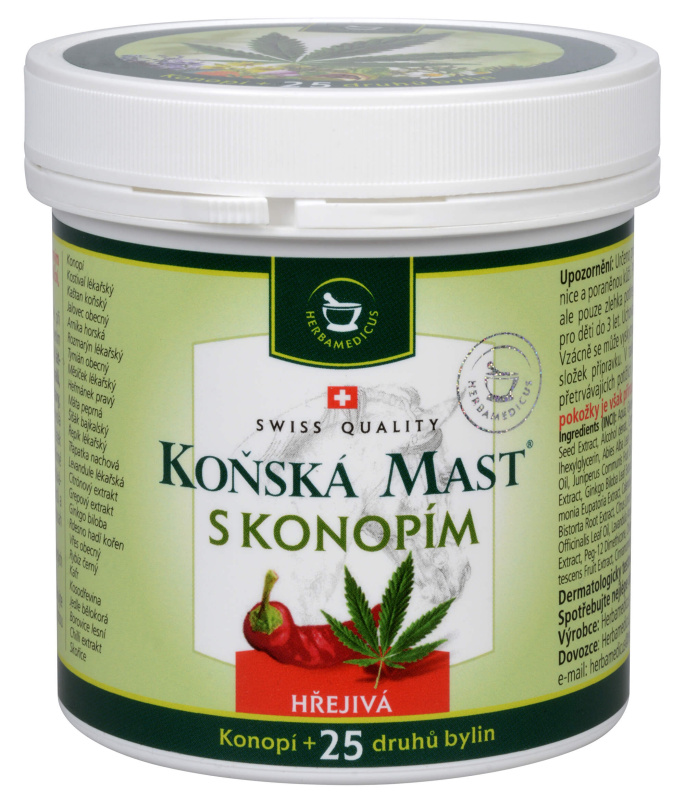 SwissMedicus Koňská mast s konopím hřejivá mast 250 ml