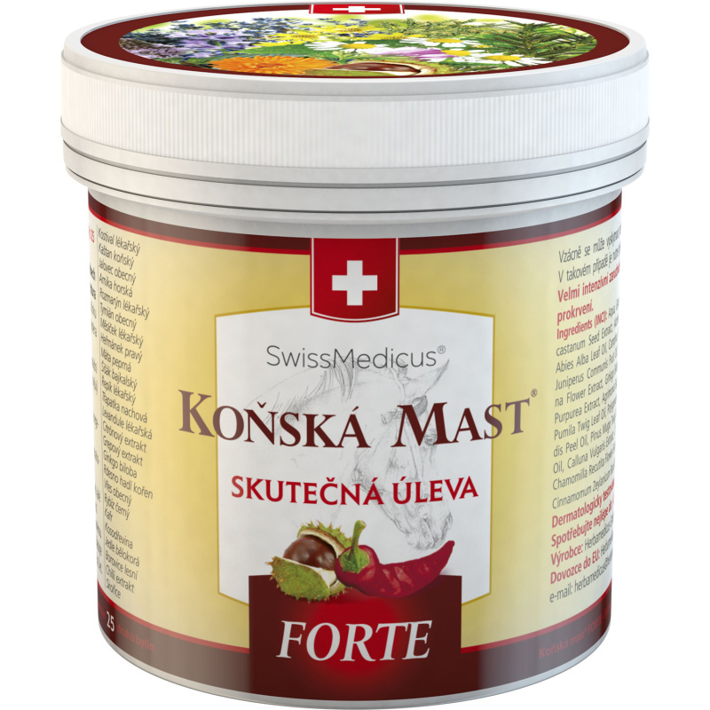 SwissMedicus Koňská mast FORTE hřejivá mast 250 ml