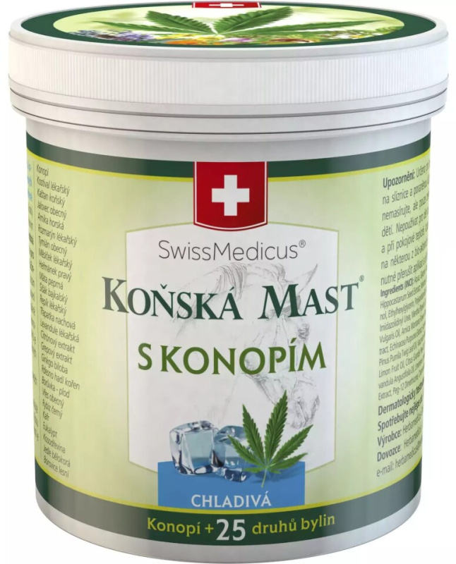 SwissMedicus Koňská mast s konopím chladivá mast 250 ml