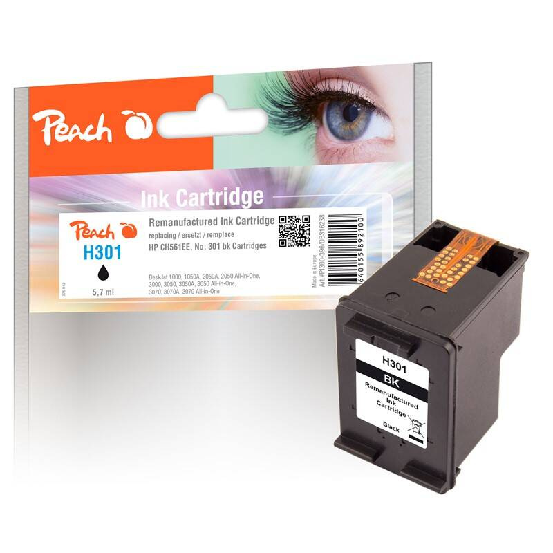 Inkoustová náplň Peach HP 301 / 225 stran / černá Varianta: ivi1