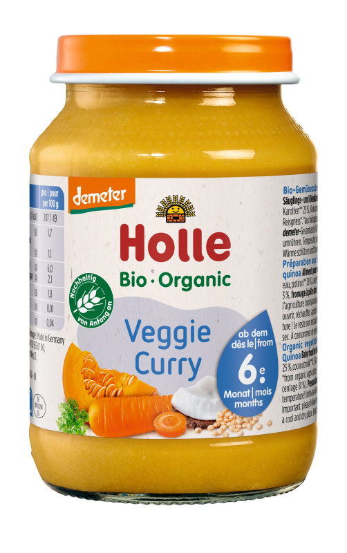 Holle Bio Vegetariánské kari pro děti od 6. měsíce, 190 g