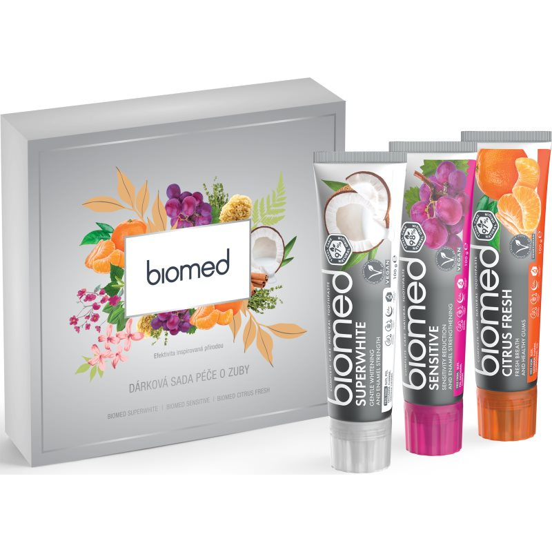 BIOMED dámská dárková sada past na zuby Superwhite, Sensitive, Citrus Fresh 3 x 100 g