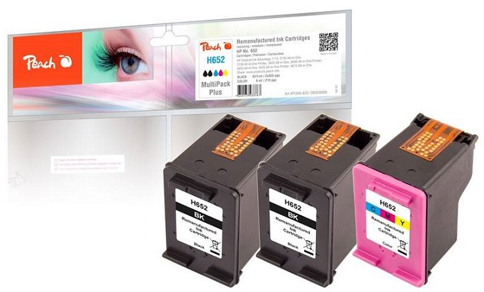 Inkoustová náplň Peach HP 652 MultiPack Plus / CMYK / azurová/černá/purpurová/žlutá Varianta: ivi1