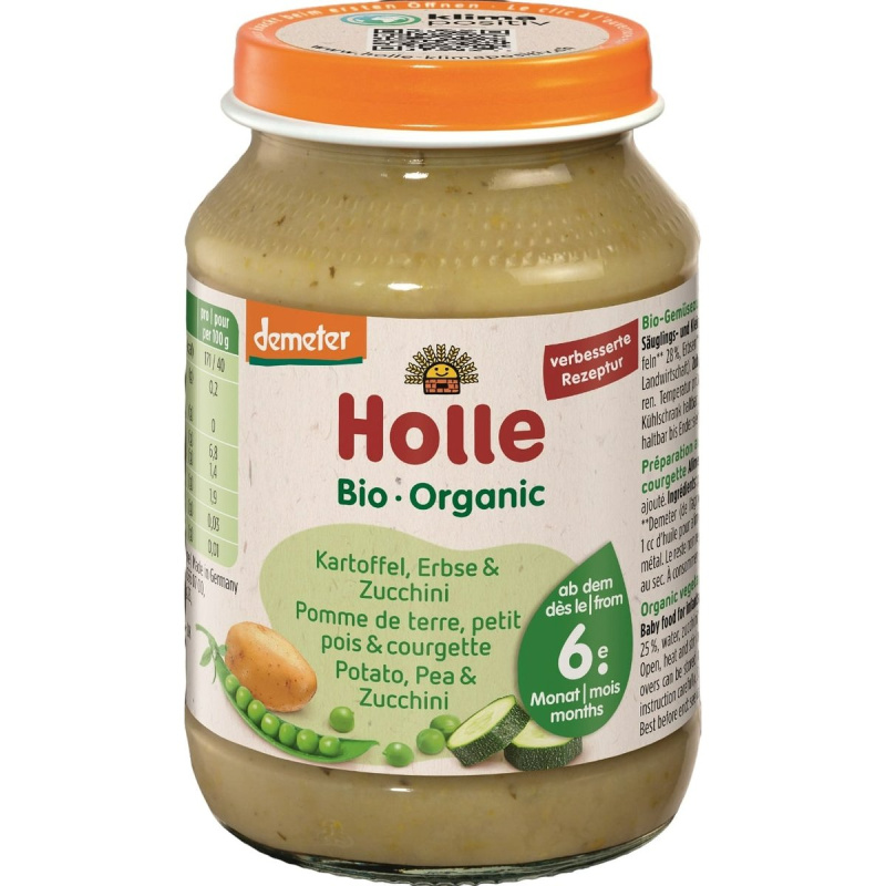 Holle Bio Brambor s hrášekem a cuketou pro děti od 6. měsíce, 190 g