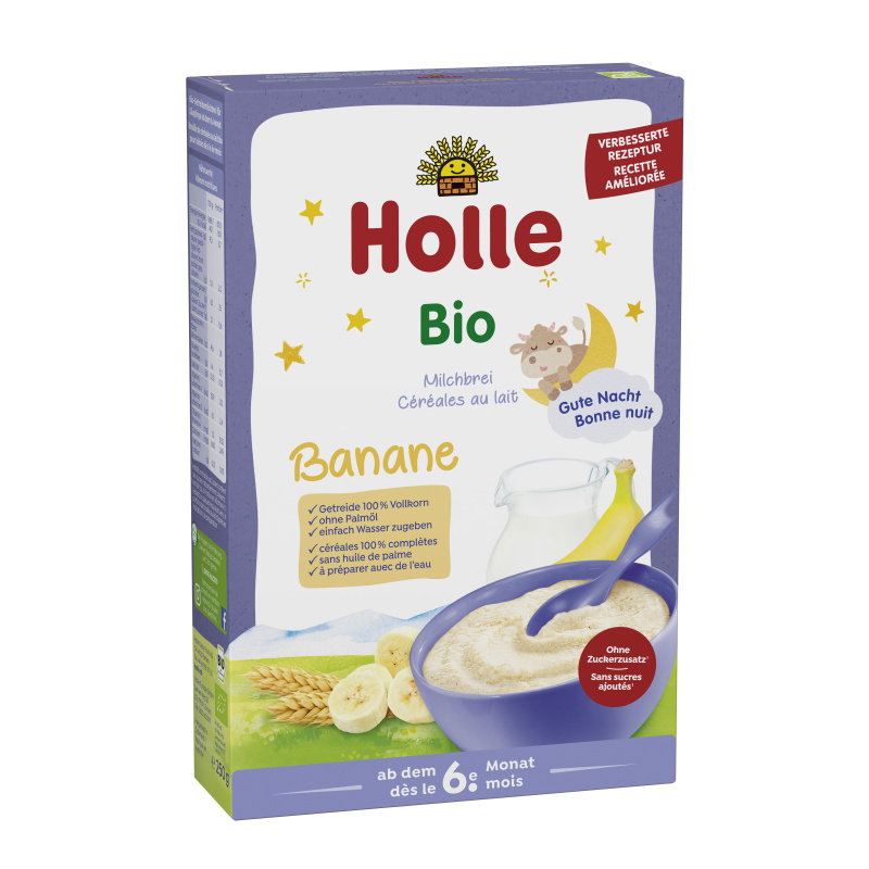 Holle BIO Banánová mléčná kaše vhodná od 6. měsíce věku
