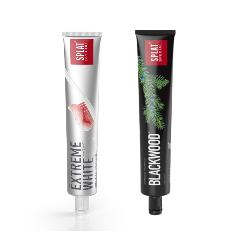 SPLAT Duo sada Special Extreme White a Blackwood zubní pasty 2x75 ml