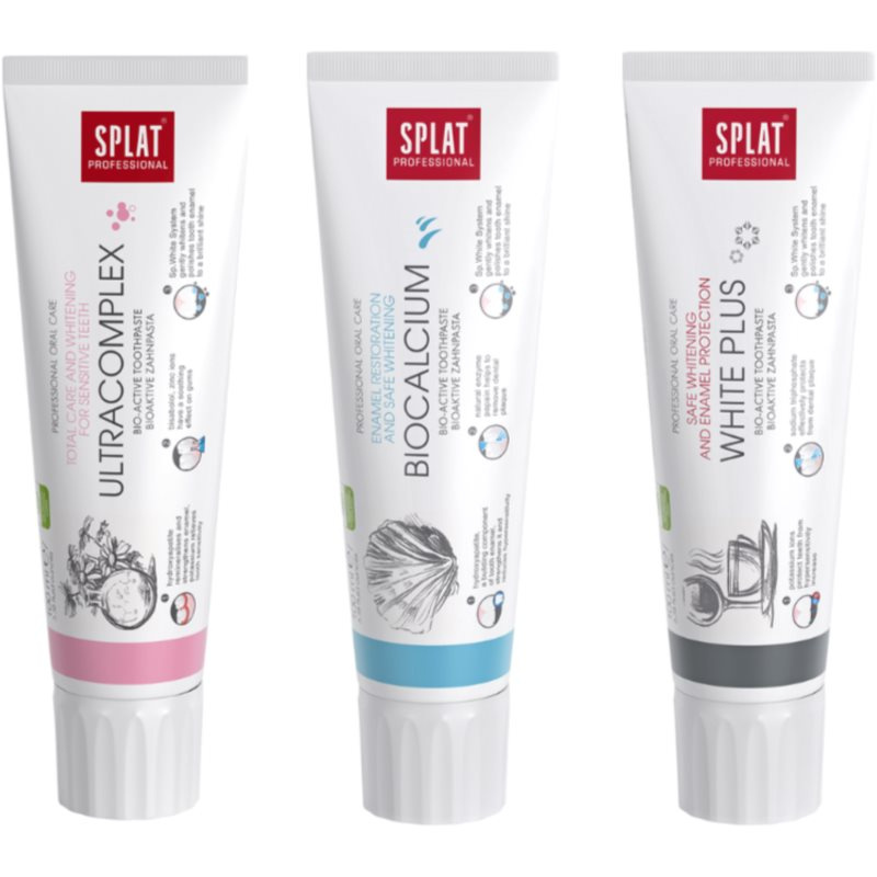 SPLAT Trio sada Professional Ultracomplex, Biocalcium, White Plus zubní pasty 3x100 ml