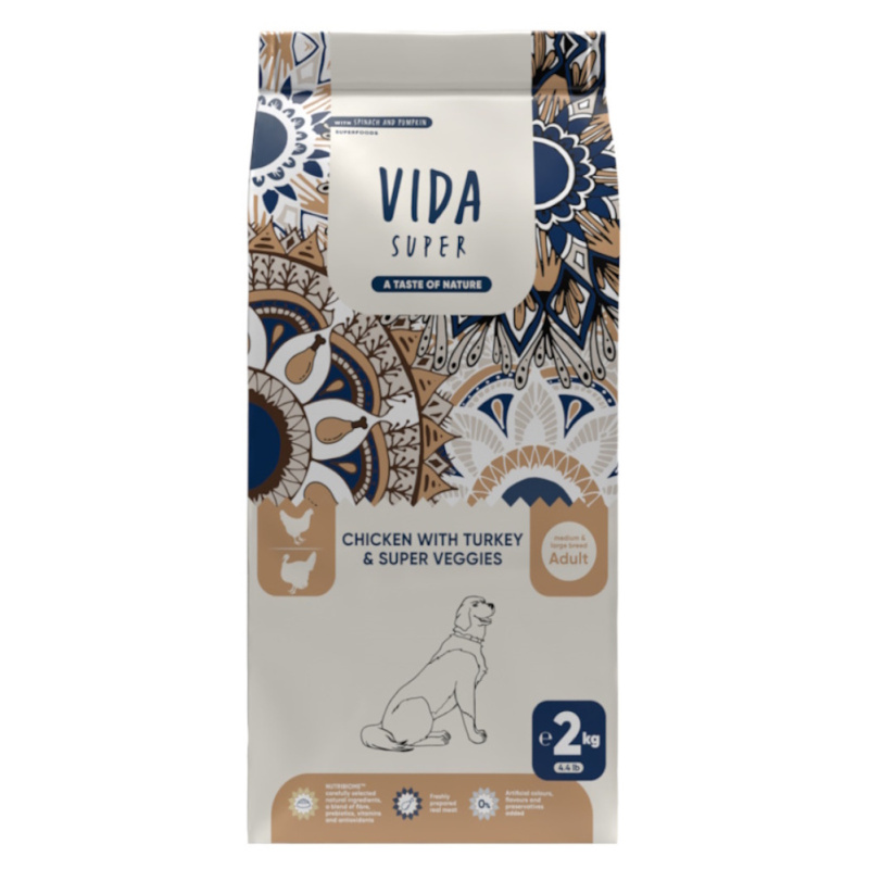 Kraftia VIDA SUPER DOG Adult M/L Chicken & Turkey 2kg