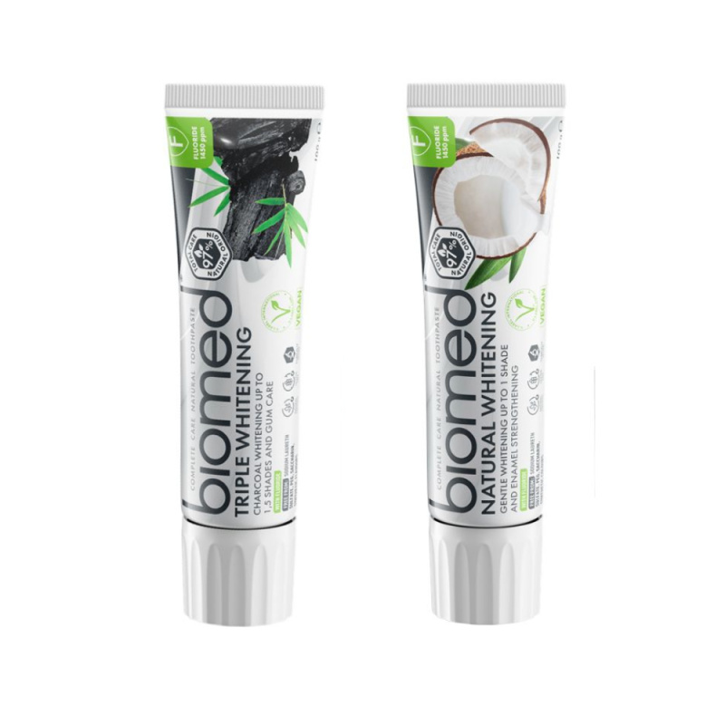 BIOMED Duo sada Natural Whitening a Triple Whitening zubní pasty 2x100g