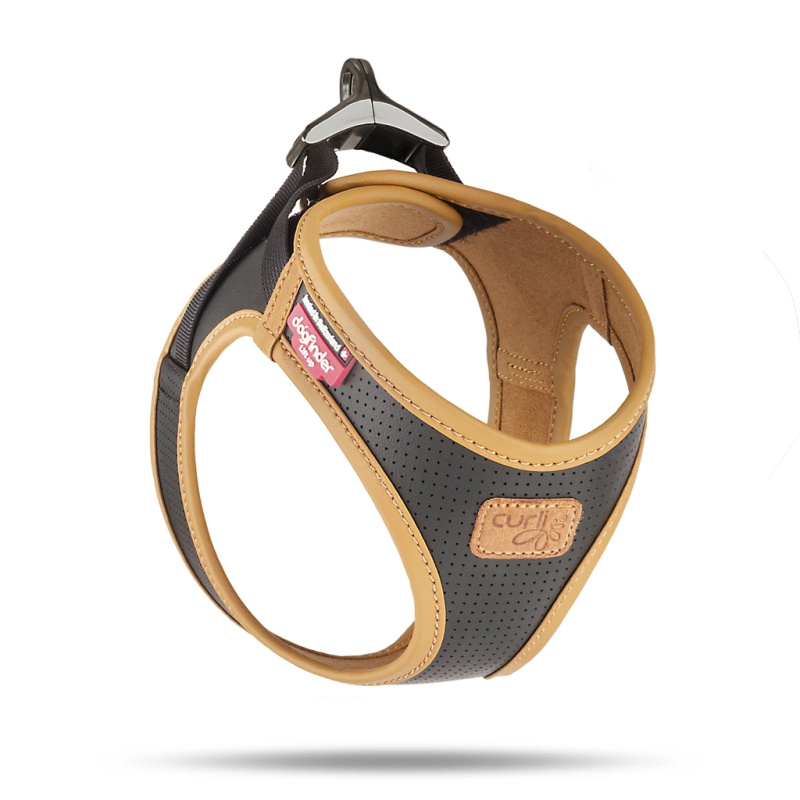 Curli Postroj pro psy z jablečné kůže Black L, 8-13 kg