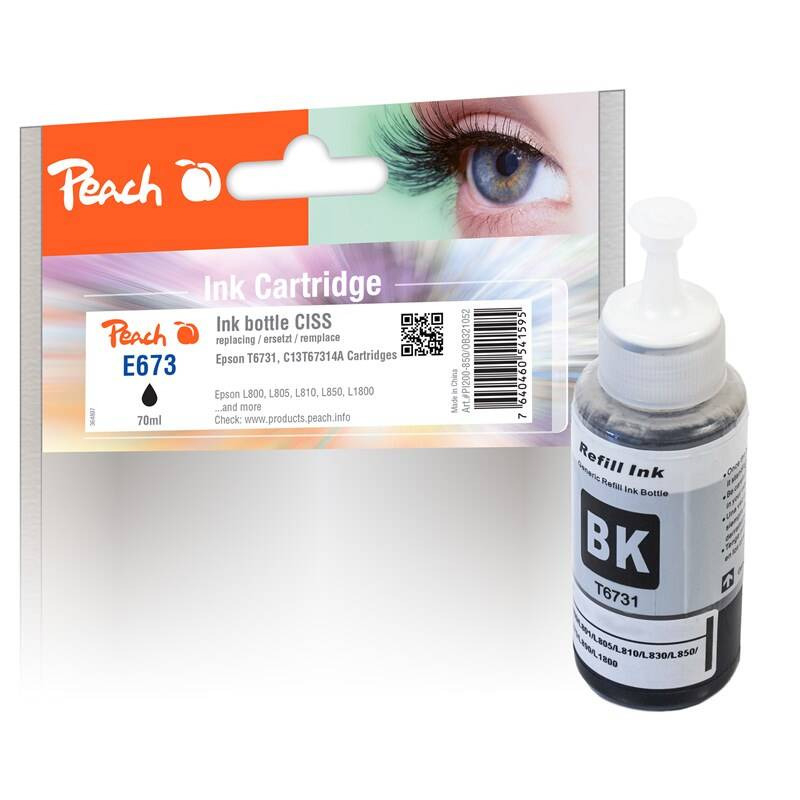Inkoustová náplň Peach Epson 673 T6731BK / 70 ml / černá Varianta: ivi1