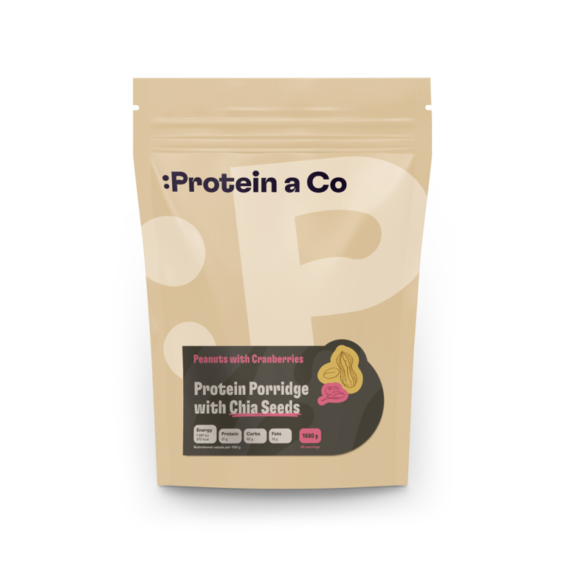 Protein&Co Proteinové kaše s chia 1600 g Arašídy s brusinkami