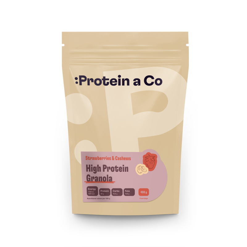 Protein&Co Granola high protein, 400 g Jahody a kešu