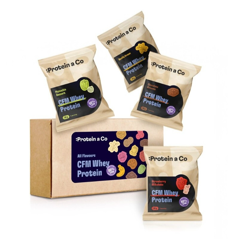 Protein a Co CFM WHEY 80 - balení 14 proteinových vzorků