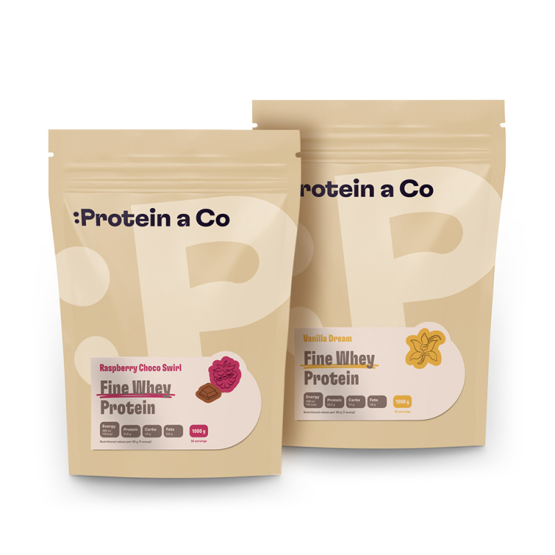 Protein a Co FINE WHEY PROTEIN s extraktem stévie 2 kg - malina