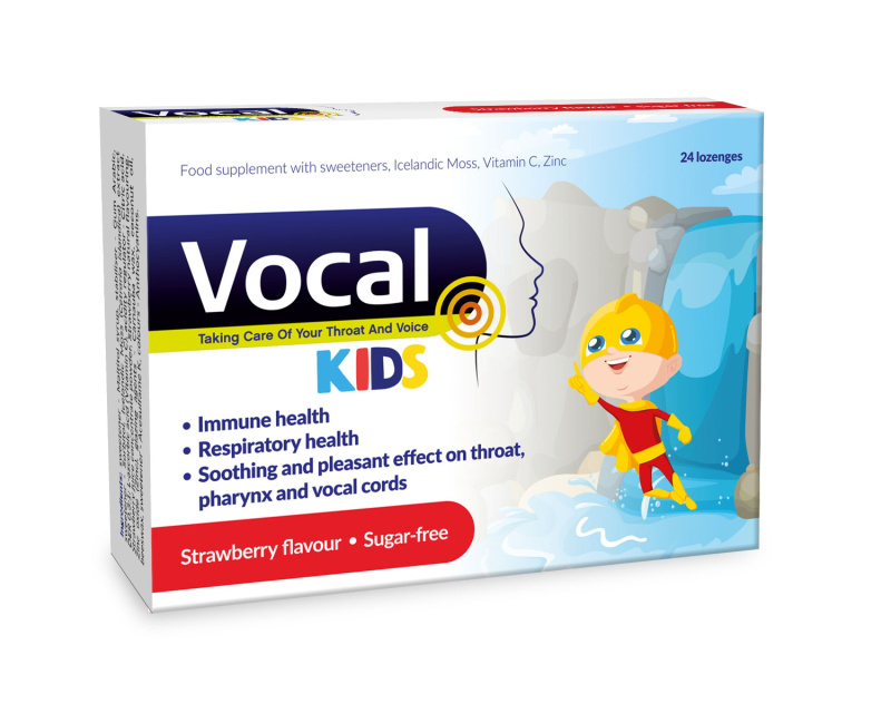 VOCAL Kids měkké pastilky s příchutí jahody 24 kusů