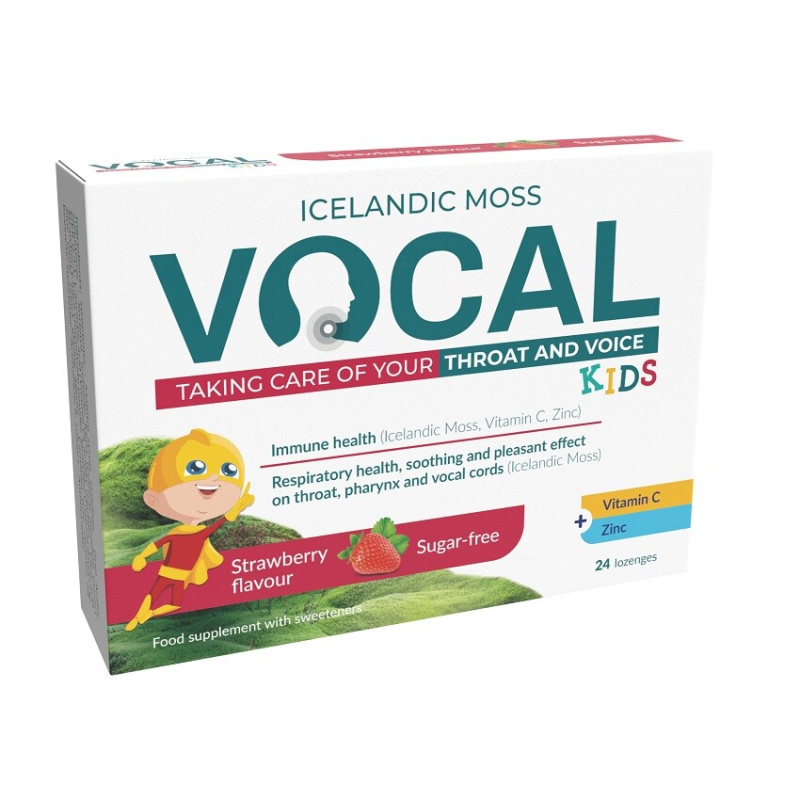 VOCAL Kids měkké pastilky s příchutí jahody 24 kusů