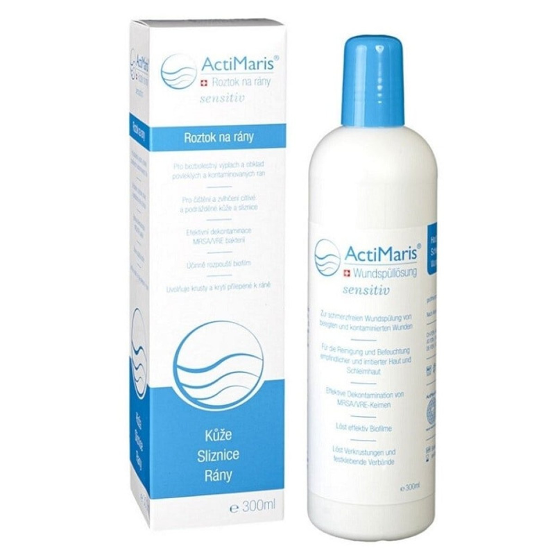 ROZTOK ACTIMARIS SENSITIV NA RÁNY 300ML NA AKUTNÍ A CHRONICKÉ RÁNY A ZÁNĚTY. NA KŮŽI I SLI