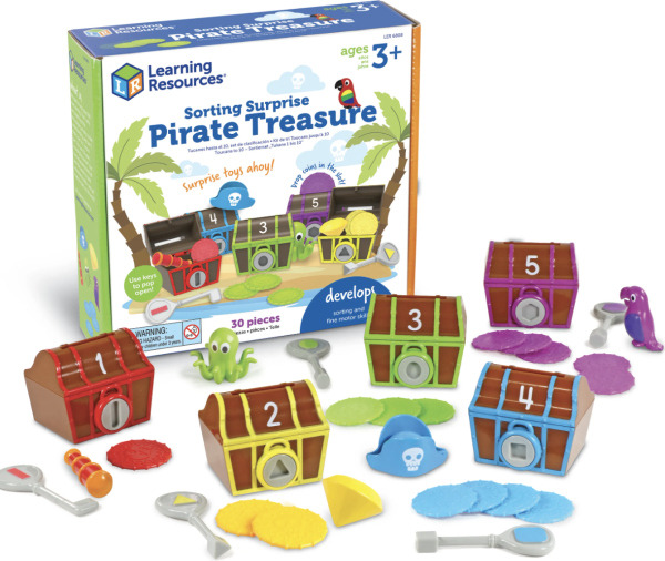 Learning Resources – Pirátské truhly s poklady: třídění barev a počítání, 30 ks Learning Resources