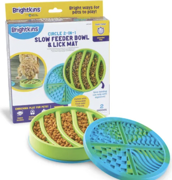 Brightkins - 2v1 zpomalovací miska a lízací podložka pro psy kulatá Brightkins