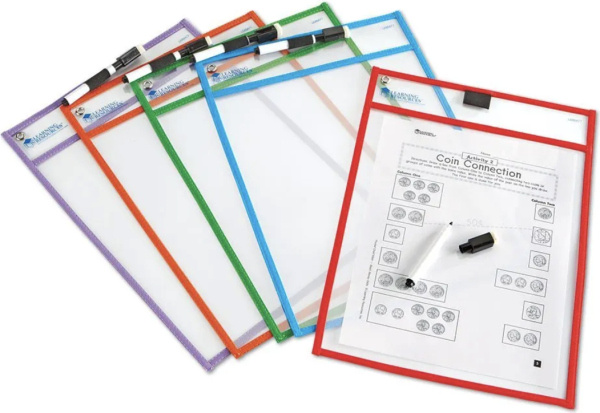 Learning Resources - Write a Wipe Pockets – kapsy na psaní a mazání A4 (sada 5 ks) Learning Resources