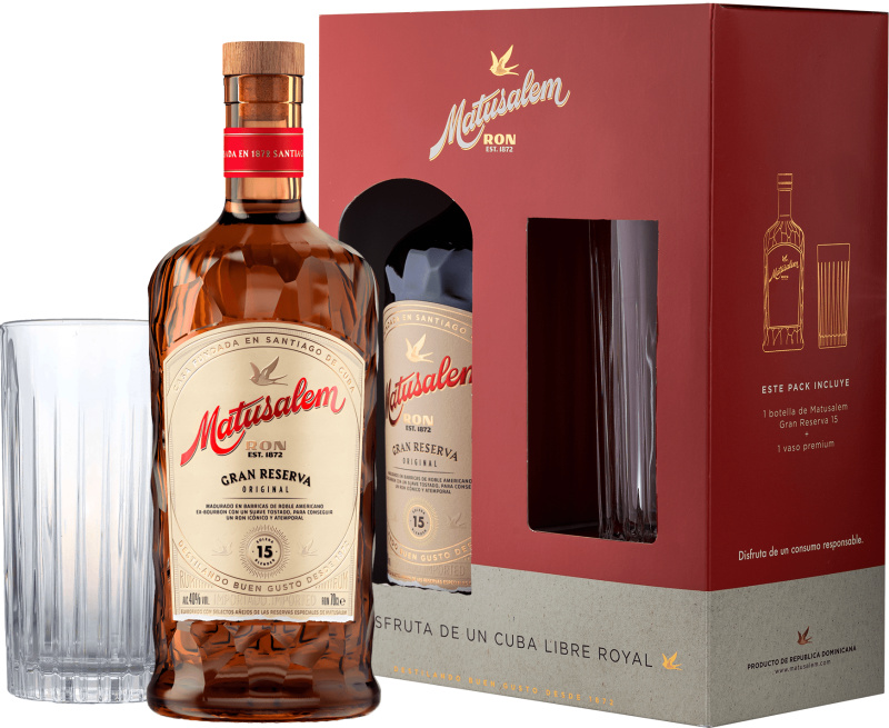 Matusalem Gran Reserva 15 se sklenicí 40% 0,7l (darčekové balenie 1 pohár)