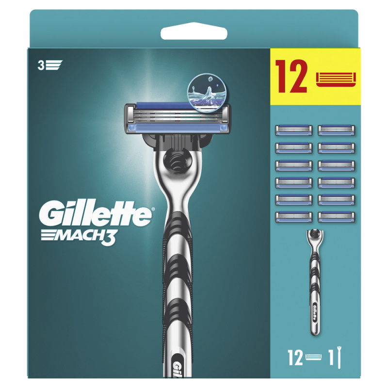 Gillette Mach3 holicí strojek + náhradní břity 12 ks