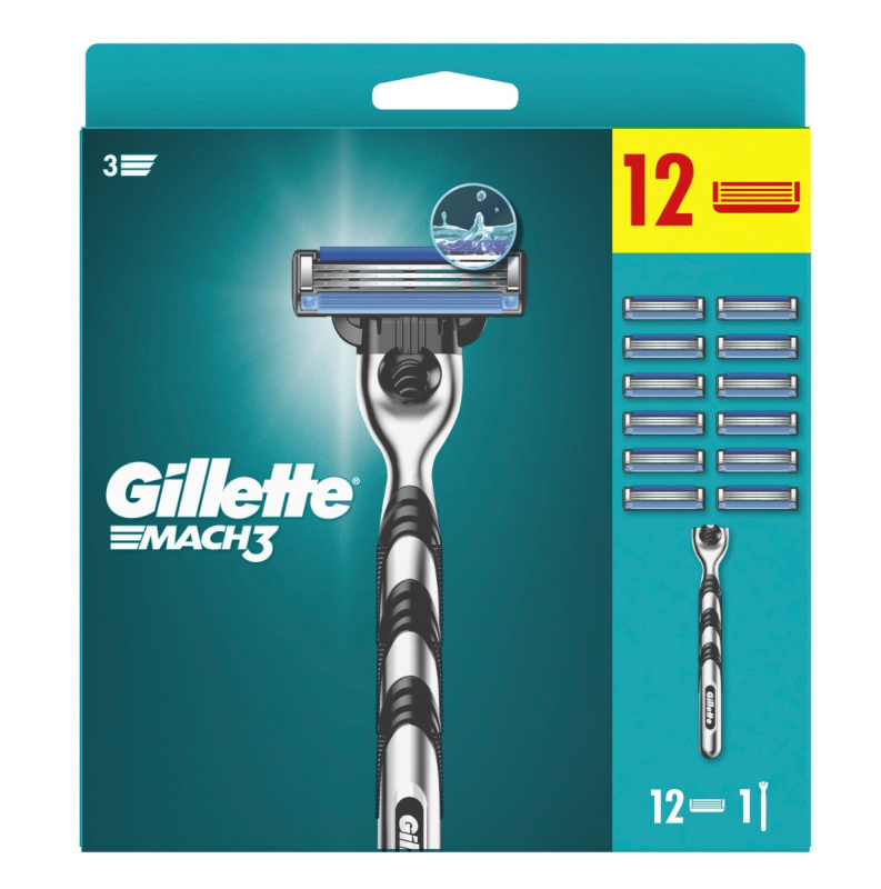 Gillette Mach3 holicí strojek + náhradní břity 12 ks