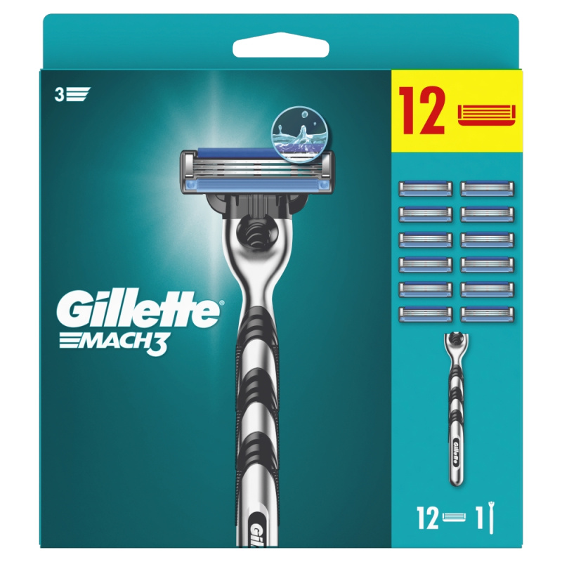 Gillette Mach3 holicí strojek + náhradní břity 12 ks