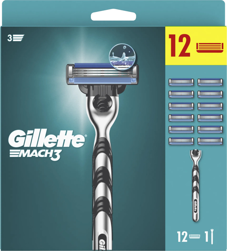 Gillette Mach3 holicí strojek + náhradní břity 12 ks