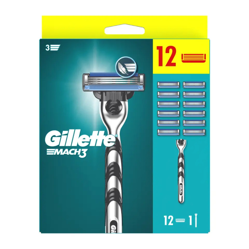 Gillette Mach3 holicí strojek + náhradní břity 12 ks