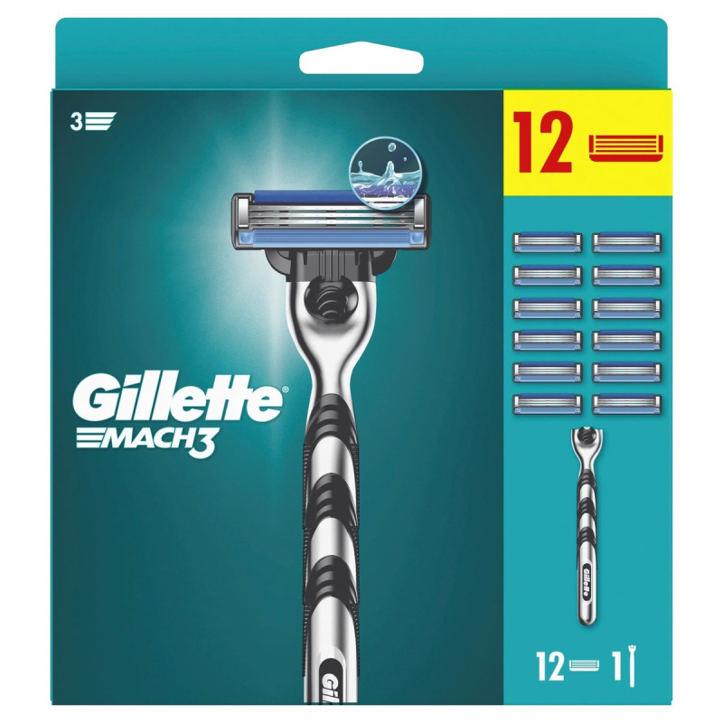 Gillette Mach3 Pánský holicí strojek + 12 holicích hlavic