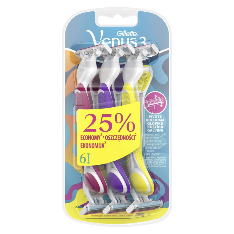 Gillette Venus 3 Plus jednorázová holítka 6 ks