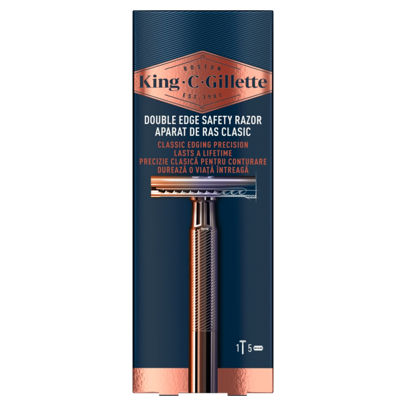 Gillette King C. Double Edge holicí strojek + náhradní břity 5 ks