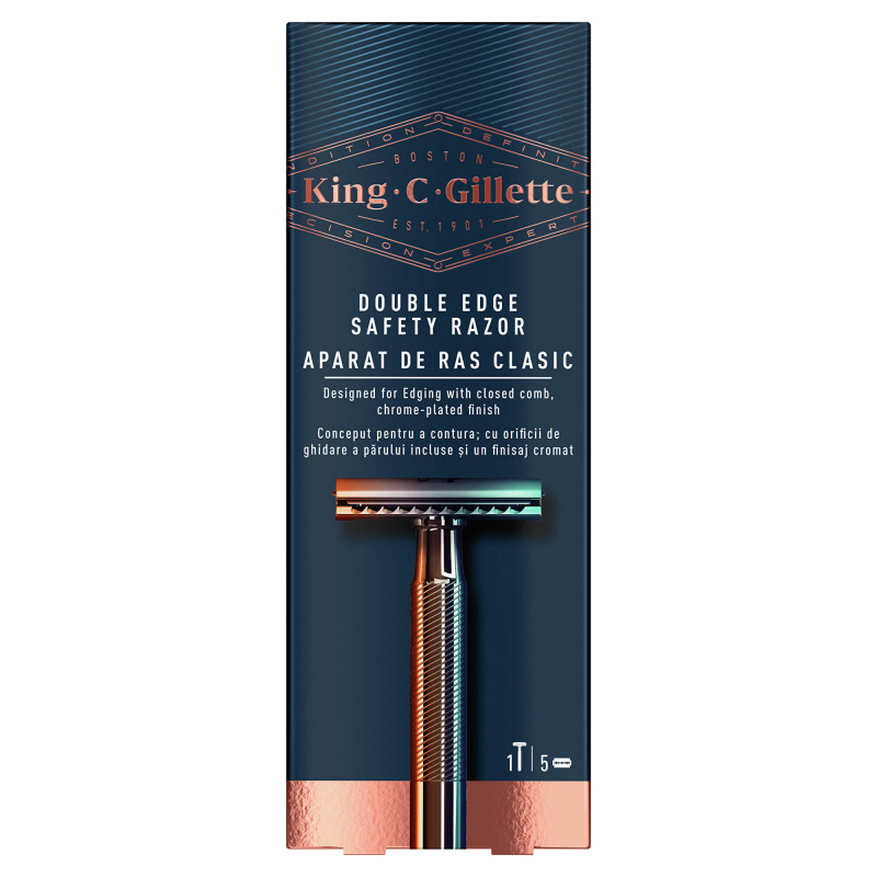 Gillette King C. Double Edge holicí strojek + náhradní břity 5 ks